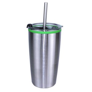 Banded Tumbler with Stainless Straw